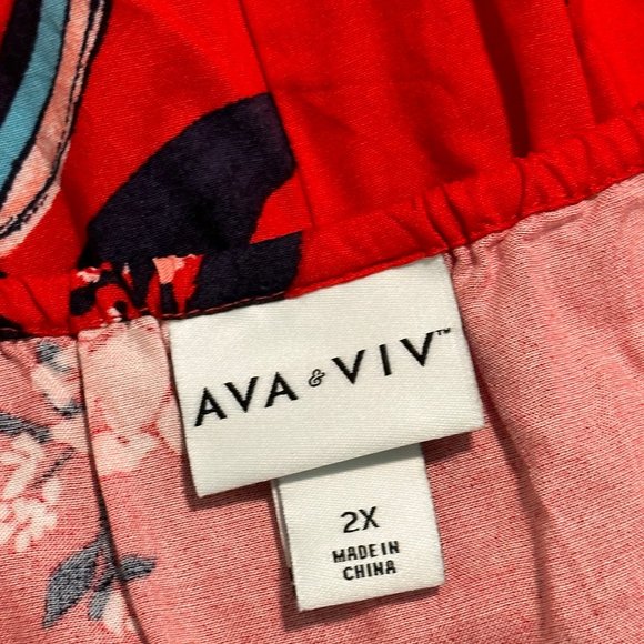 Ava & Viv - Red Flower Dress 2X - Picture 3 of 3